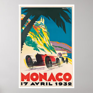 Poster Cartaz de Carro de Corrida de Arte de Mônaco Autom