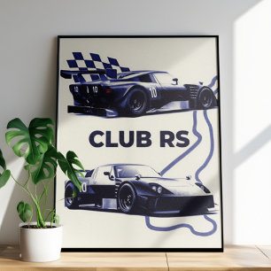 Poster Cartaz de Carro de Corrida Vintage Club RS – Autom