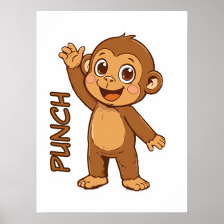 Poster Cartaz de Cartoon do Macaquinho do Punch Feliz - A