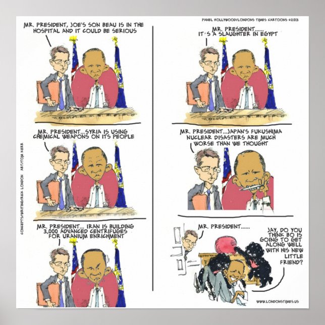 Poster Cartaz de Cartoon Editorial Engraçado do Obama & B (Frente)
