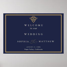 Poster Cartaz de Casamento Azul Marinho Old Money
