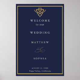 Poster Cartaz de Casamento Azul Marinho Old Money