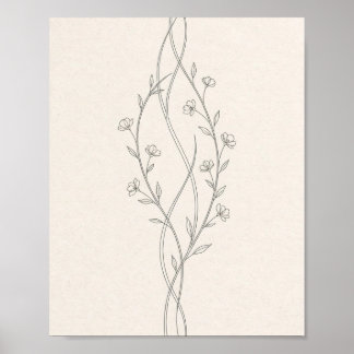 Poster Cartaz de Casamento Botânico de Linha Minimalista