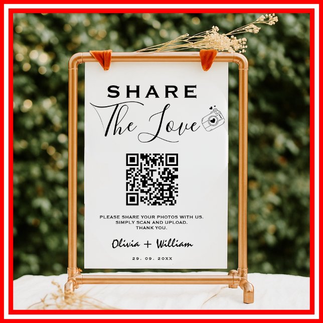 Poster Cartaz de casamento com QR Code moderno | Comparti (Criador carregado)