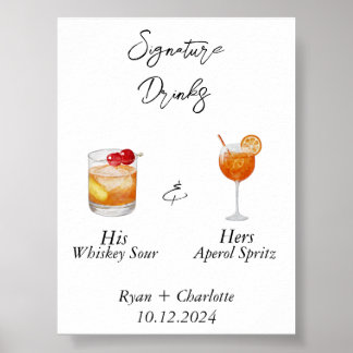 Poster Cartaz de Casamento - Coquetéis com Assinatura Del