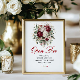 Poster Cartaz de Casamento de Barra Aberta Burgundy Botan