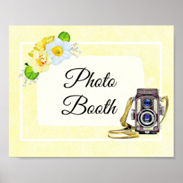 Poster Cartaz de casamento de cabine de fotos floral amar