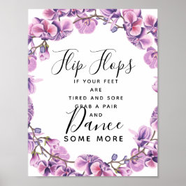 Póster cartaz de casamento de chinelos de ervilha roxa