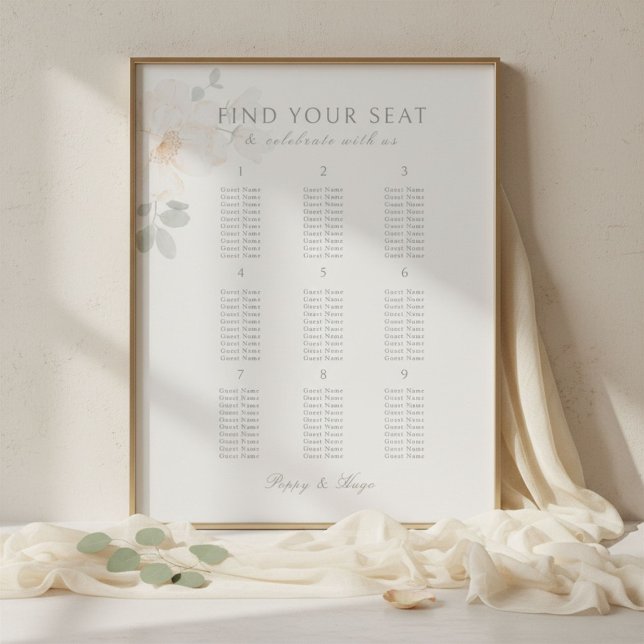 Poster Cartaz de Casamento de Mesa 9 com Mapa de Assentos (Criador carregado)