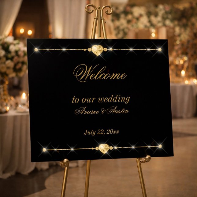Poster Cartaz de Casamento Diamantes Ouro e Brilho (Criador carregado)