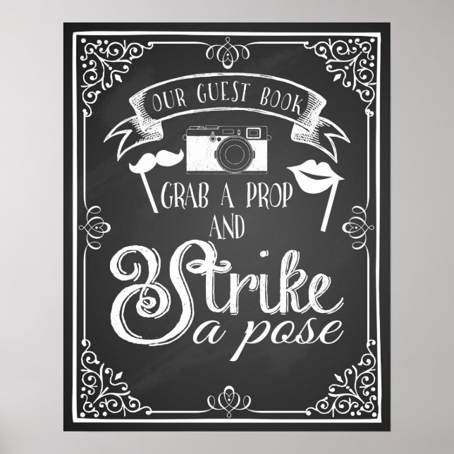 Poster Cartaz de casamento do livro de convidados da Phot (Frente)