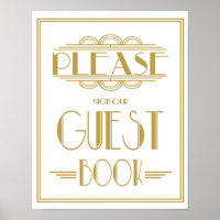 Cartaz de casamento do Roaring 20, Art Deco Guestb