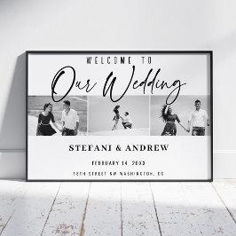 Poster Cartaz de Casamento Elegante Foto Script Preto Mod