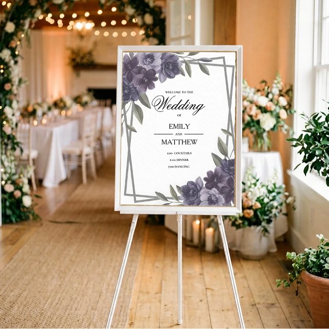 Poster Cartaz de Casamento Floral Ameixa (Criador carregado)