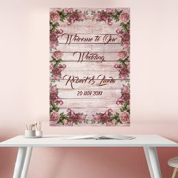 Poster Cartaz de Casamento Floral Rústico de Roseira da F