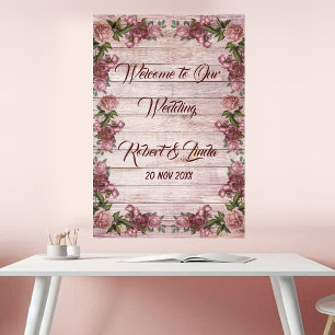Poster Cartaz de Casamento Floral Rústico de Roseira da F