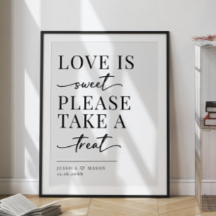 Poster Cartaz de casamento Minimalist love is sweet treat