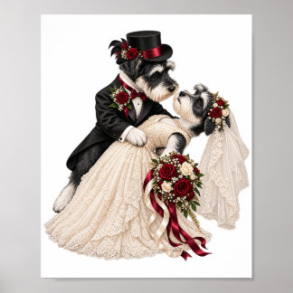 Poster Cartaz de Casamento - Noiva e Noivo Terrier Fofos!