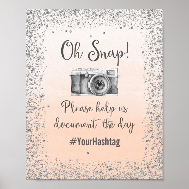 Póster Cartaz de Casamento Oh Snap Hashtag (Frente)