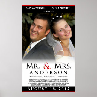 Póster Cartaz de Casamento Sr. e Sra. - Modelo de Filme P