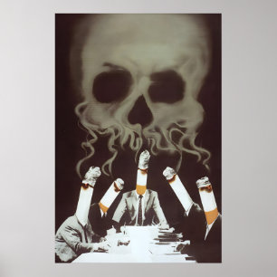 Poster Cartaz de Caveira Anti Fumo, Alemanha Oriental GDR