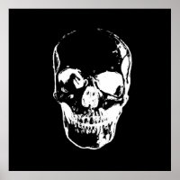 Cartaz de Caveira - Arte Pop em Preto e Branco, Ar