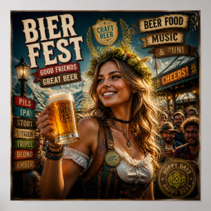 Poster Cartaz de Celebração do Festival de Cerveja Vintag