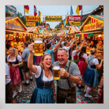 Cartaz de Celebração Noturna do Oktoberfest de Mun