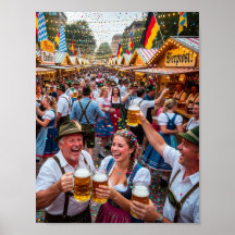 Cartaz de Cena Alegre do Oktoberfest Bávaro