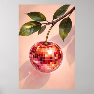 Poster Cartaz de Cereja Disco, Arte de Frutas em Bola de