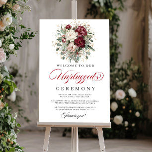Poster Cartaz de Cerimônia Desconectada Blush Burgundy Mo