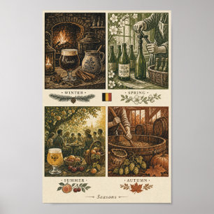 Poster Cartaz de Cerveja Belga Através das Estações