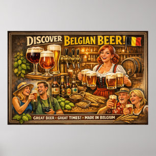Poster Cartaz de Cerveja Dourada e Alegria de Taberna Bel