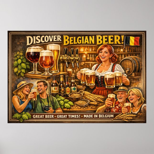 Poster Cartaz de Cerveja Dourada e Alegria de Taberna Bel (Frente)