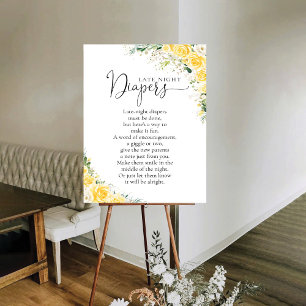 Poster Cartaz de Chá de Bebê Amarelo Elegante