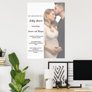 Poster Cartaz de Chá de Bebê com Foto Simples Moderna