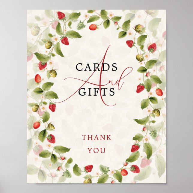 POSTER CARTAZ DE CHÁ DE BEBÊ COM MORANGO SELVAGEM (Frente)