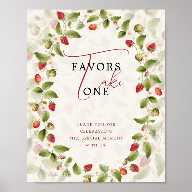 POSTER CARTAZ DE CHÁ DE BEBÊ DE MORANGO SELVAGEM (Frente)