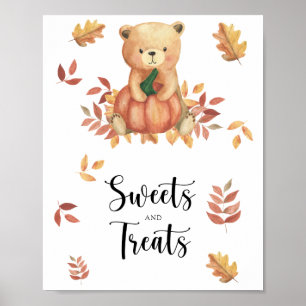 Poster Cartaz de chá de bebê do ursinho da abóbora, doces