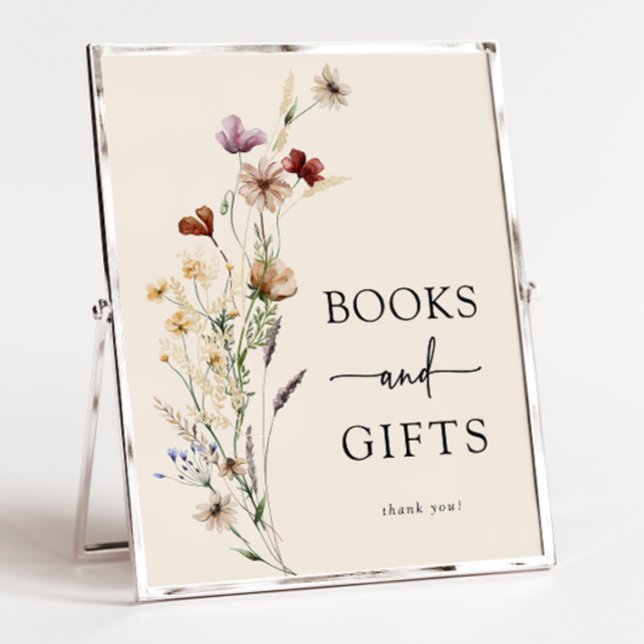 Poster Cartaz de Chá de Bebê Floral Boho (Boho Wildflower Books and Gifts Wildflower Baby Shower Poster by Painted Paperie
)