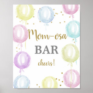 Poster Cartaz de Chá de fraldas dos balões de pastel Momo