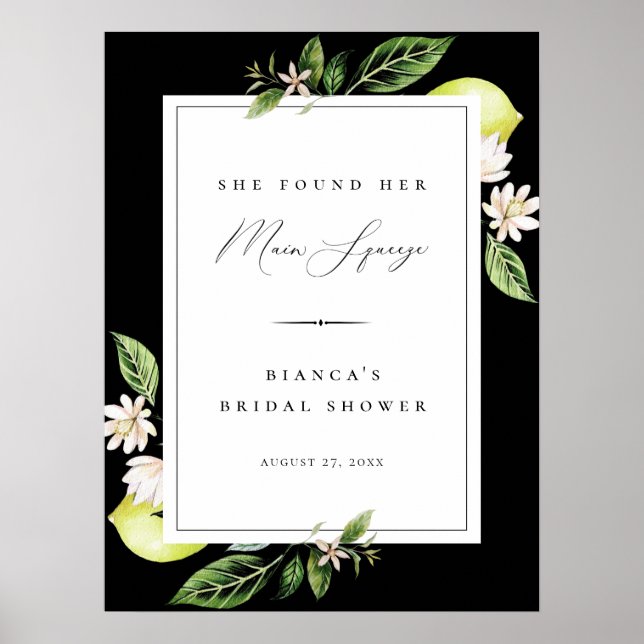 Poster Cartaz de Chá de Noiva Botanical Lemons Main Squee (Frente)