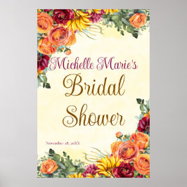 Poster Cartaz de Chá de Noiva Florido de Outono