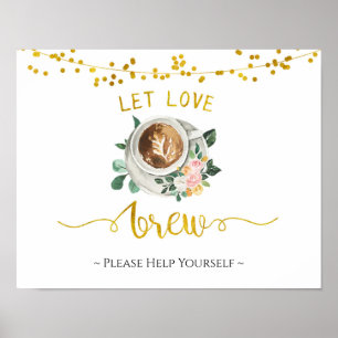 Poster Cartaz de Chá de Noiva O Amor pelo Café está Ferme
