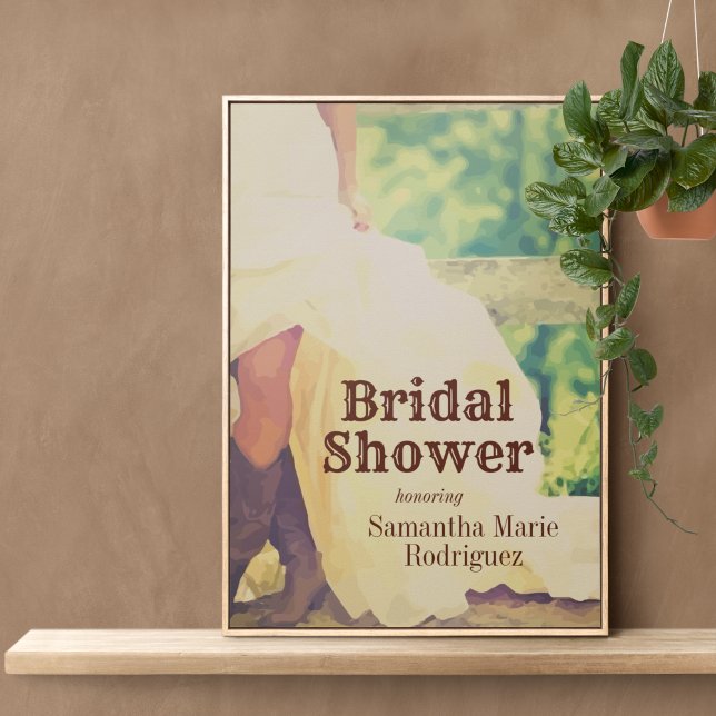Poster Cartaz de Chá de Noiva Texas Bride in Boots (Criador carregado)