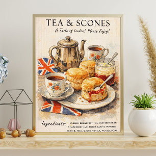 Poster Cartaz de Chá e Scones Arte do Chá Inglês