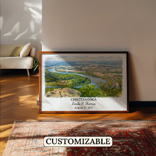 Poster Cartaz de Chattanooga Tennessee, Aquarela, Persona