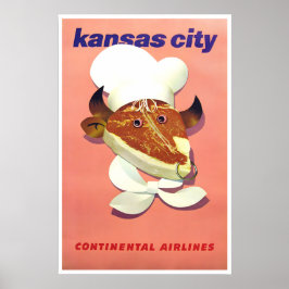 Poster Cartaz de Chef BQQ de Arte de Kansas City Missouri