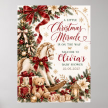 Cartaz de Chuvada de Bebê de Natal com Cavalo de B