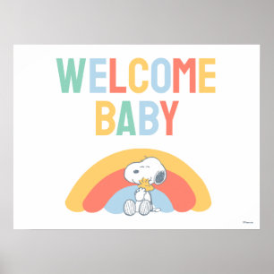 Poster Cartaz de Chuvade de Bebê Arco-íris do Snoopy & Wo
